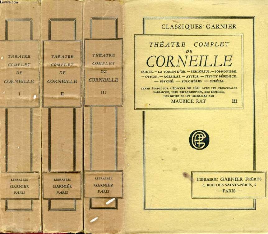 THEATRE COMPLET DE CORNEILLE, 3 TOMES