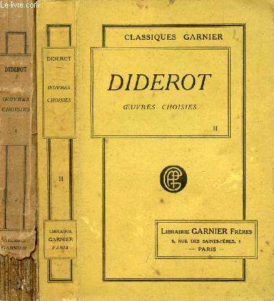OEUVRES CHOISIES DE DIDEROT, 2 TOMES
