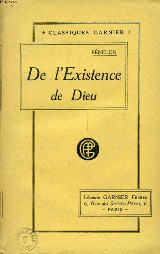 DE L'EXISTENCE DE DIEU, LETTRES SUR LA RELIGION, DISCOURS POUR LE SACRE DE L'ELECTEUR DE COLOGNE, LETTRES SUR L'EGLISE, ETC.