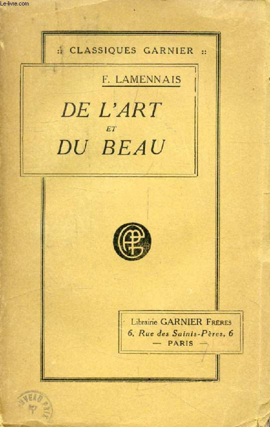 DE L'ART ET DU BEAU