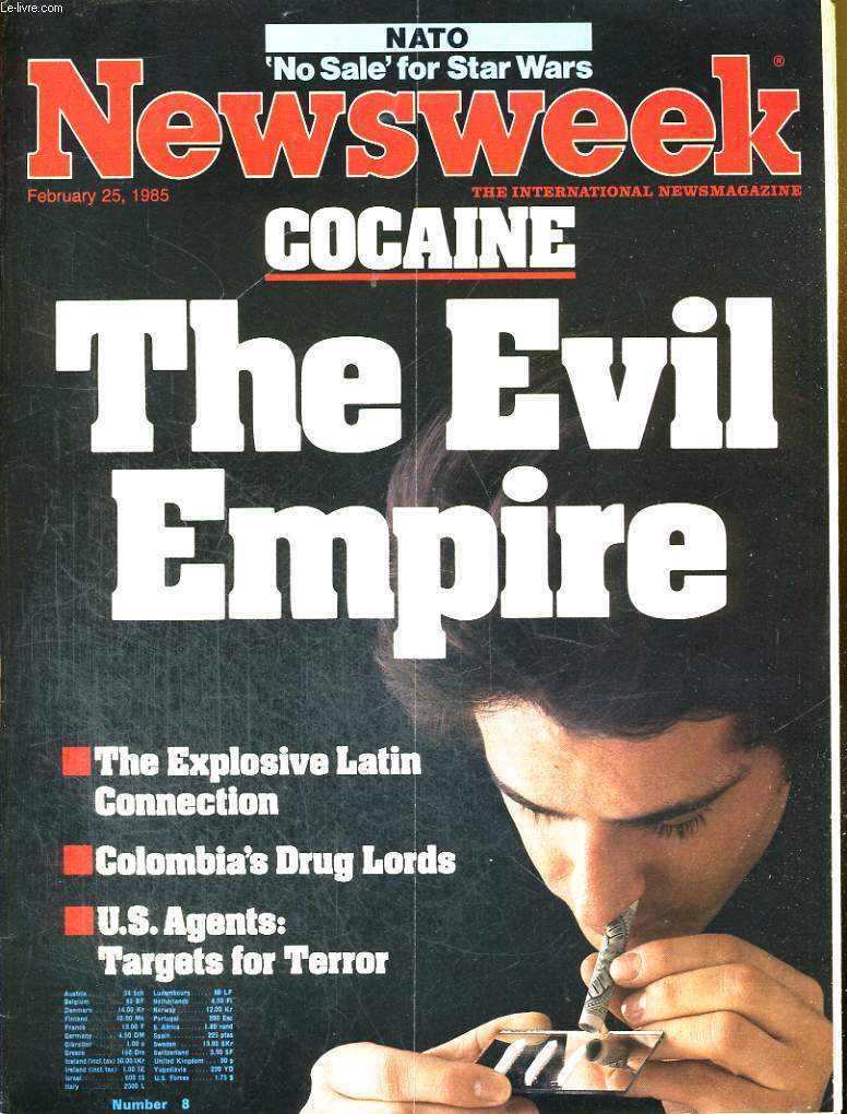NEWSWEEK N8, COCAINE,THE EVIL EMPIRE