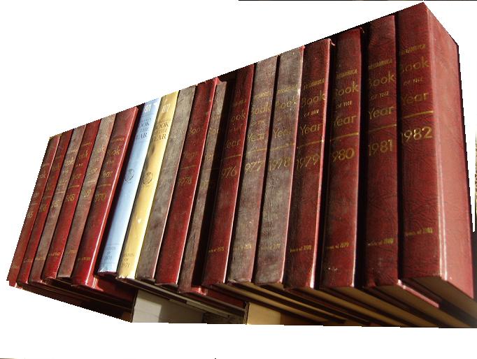 LOT DE 18 VOLUMES DE : BRITANNICA THE BOOK OF THE YEAR, DE 1965 A 1982