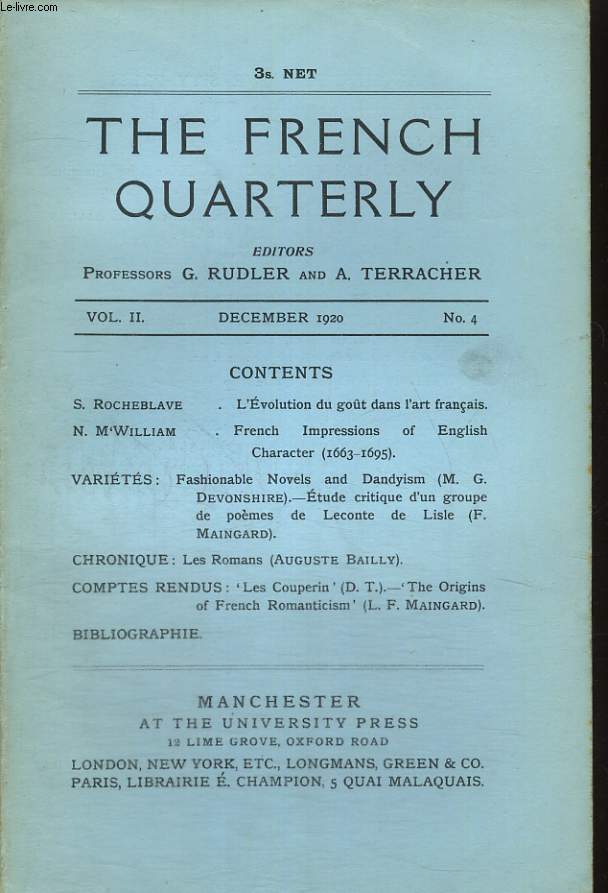 THE FRENCH QUATERLY, VOL.II, DECEMBER 1920, N4