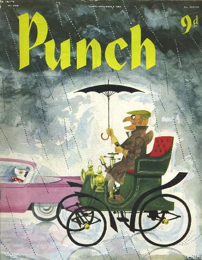 PUNCH, NOVEMBER 5, 1958. MACDONALD HASTINGS. THE NEW BOOK OF SNOBS: PETS. / T.S. WATT. THE GLORY AND THE DREAM. / EVOE. PLOUGHED IN EGGS. / J.B. BOOTHROYD IF WET IN MAP-ROOM. / H.F. HELLIS. HUNTER'S MORN. ...