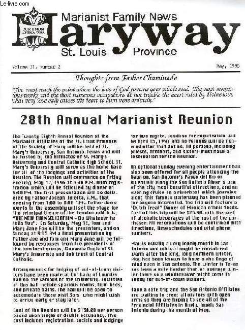 MARYWAY, VOL. 21, N 2, MAY 1996, MARIANIST FAMILY NEWS, St. LOUIS PROVINCE