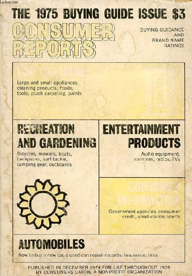 THE 1975 BUYING GUIDE ISSUE, CONSUMER REPORTS