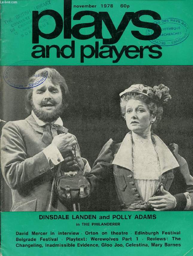 PLAYS AND PLAYERS, VOL. 26, N 2 (301), NOV. 1978 (DINSDALE LANDEN AND POLLY ADAMS, Contents: David Mercer in interview Ronald Hayman Joe Orton on theatre and literature Edinburgh: Official Festival Cordelia Oliver Edinburgh: Fringe Productions...)