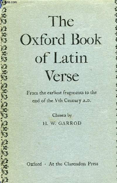 THE OXFORD BOOK OF LATIN VERSE