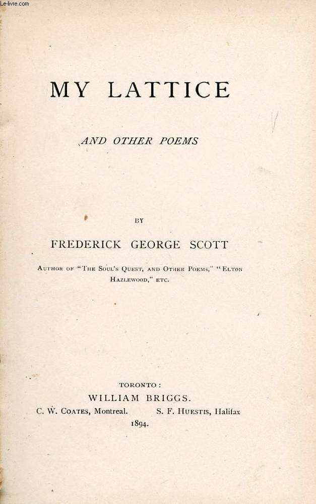 MY LATTICE, AND OTHER POEMS