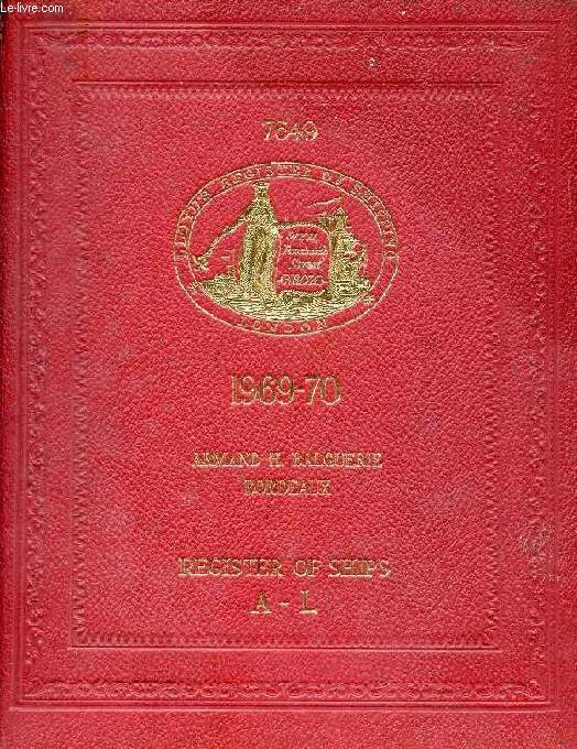 REGISTER BOOK, 1969-1970, REGISTER OF SHIPS, A-L