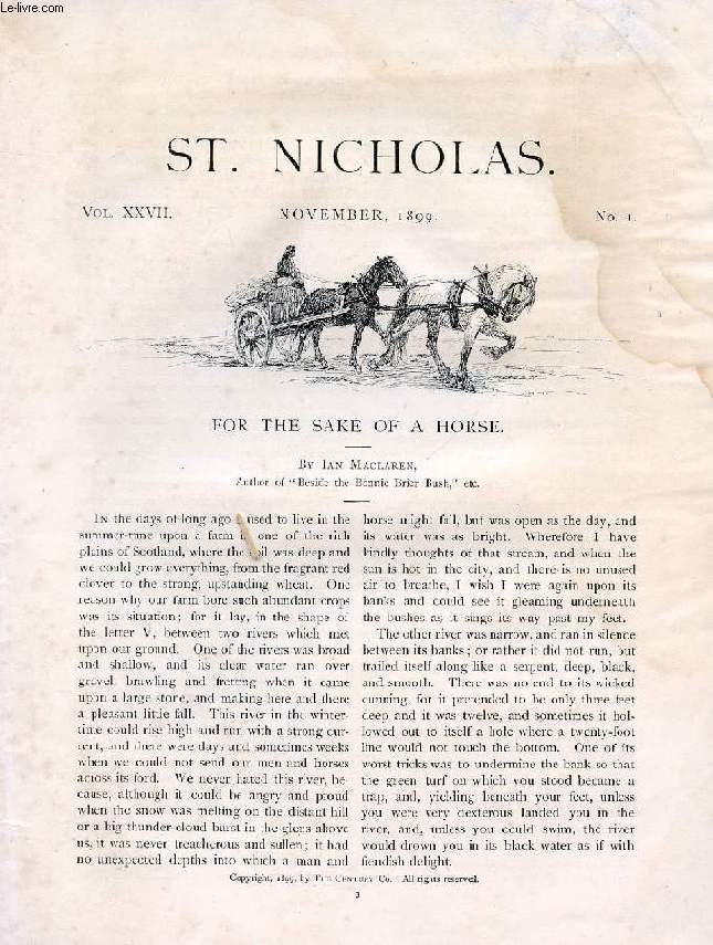 St. NICHOLAS, VOL. XXVII, N 1, NOV. 1899, CONDUCTED BY MARY MAPES-DODGE