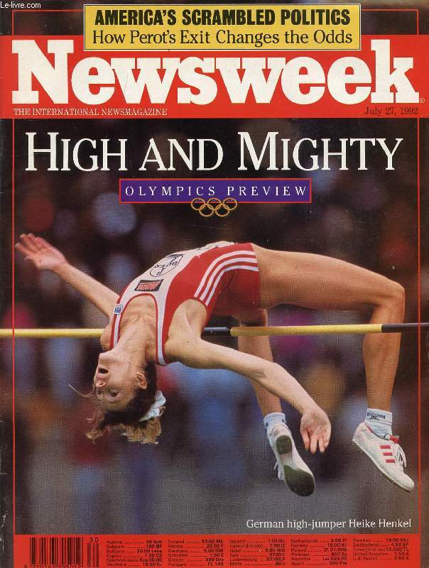NEWSWEEK, JULY 27, 1992 (Contents: High and mighty, Olympics preview (Barcelona). All together now (Bill Clinton, Al Gore). A modern Noah's ark...)