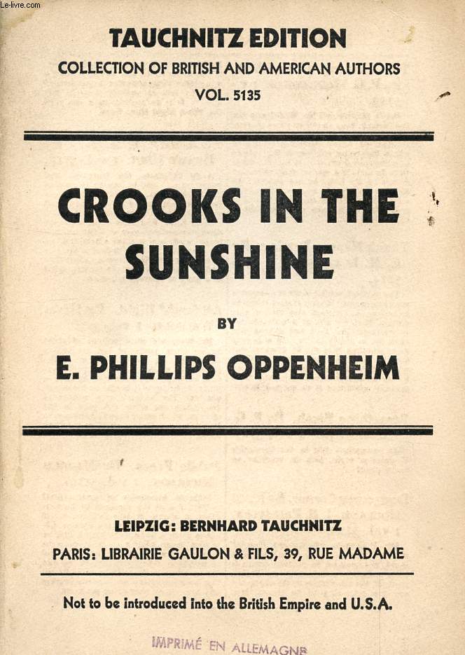 CROOKS IN THE SUNSHINE (COLLECTION OF BRITISH AND AMERICAN AUTHORS, VOL. 5135)