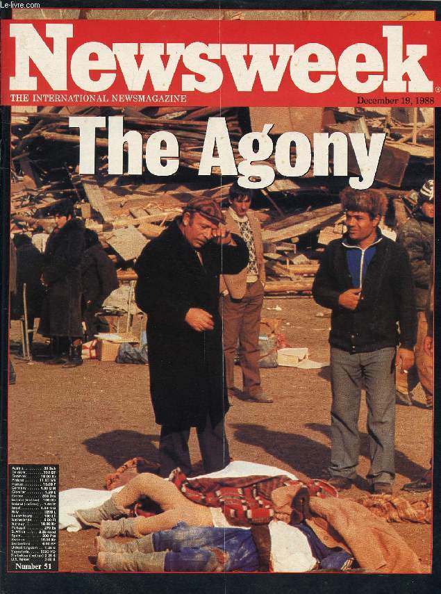 NEWSWEEK, DEC. 19, 1988 (Contents: Hope in New York (Mikhail Gorbachev at the U.N.), Tragedy in Armenia (eathquake). Cancer's pain. Striking again (Y. Arafat). Maurice Sendak...)