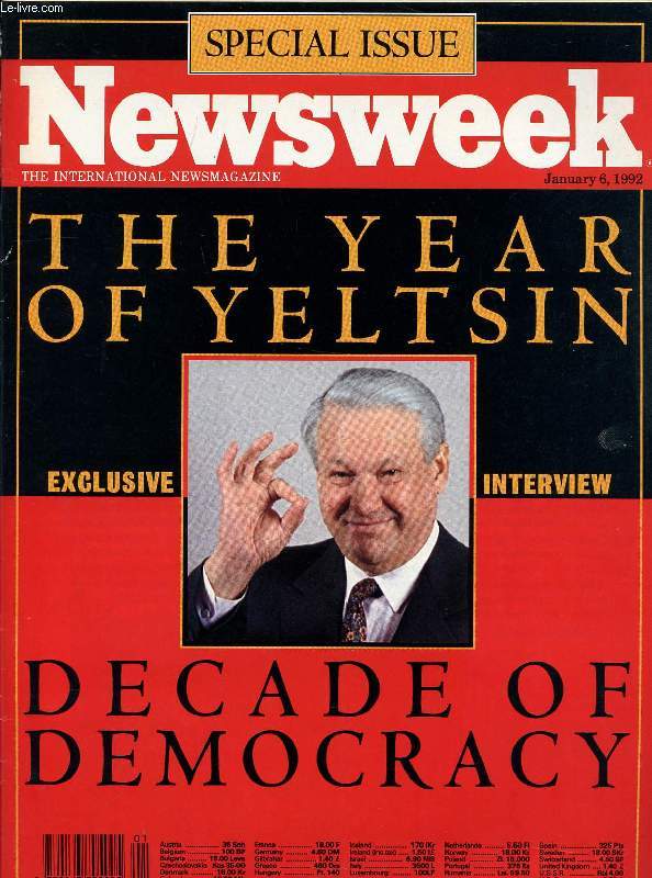 NEWSWEEK, JAN. 6, 1992 (Contents: The year of Yeltsin, Decade of Democracy, Exclusive interview. Banning the man (Philip Morris)...)