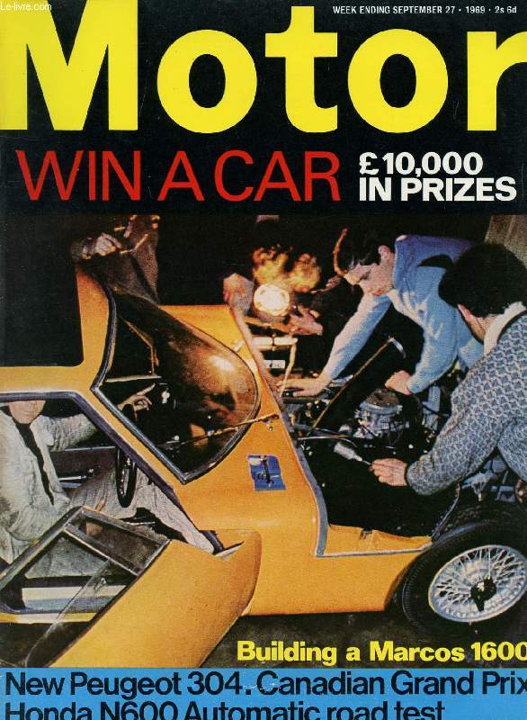 MOTOR, N 3510, SEPT. 24, 1969 (Contents: The Peugeot 304, New model described. Mazdas available, Wankel coup heads range. Road test: Honda 600 automatic. Road test : Rambler Javelin. Building a Marcos, Not so difficult. Views of limits...)