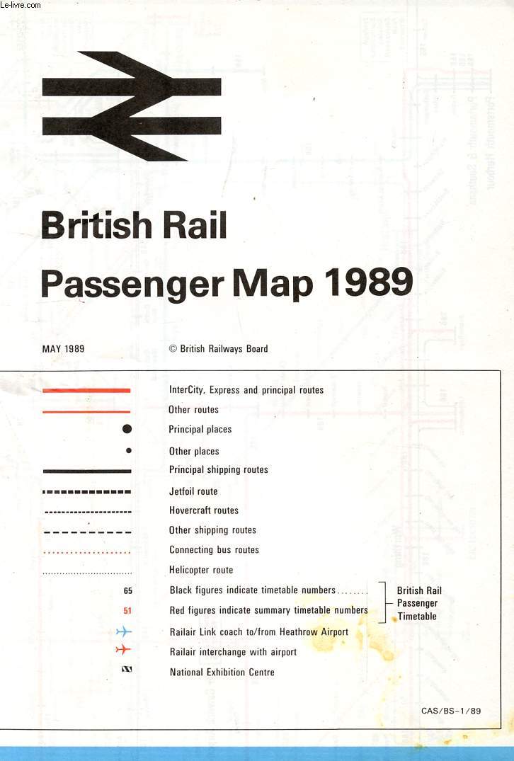 BRITISH RAIL PASSENGER MAP, 1989