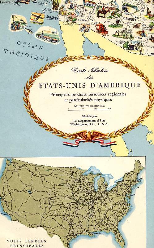 CARTE ILLUSTREE DES ETATS-UNIS D'AMERIQUE