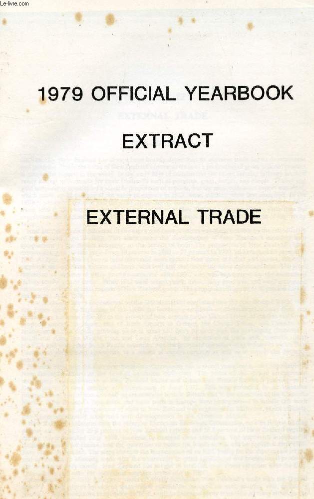 1979 OFFICIAL YEARBOOK EXTRACT, EXTERNAL TRADE (NEW ZEALAND)