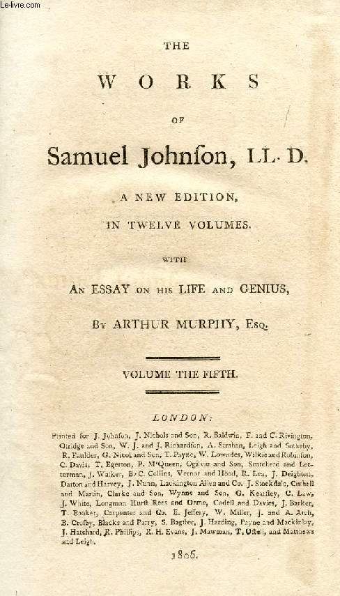 WORKS OF SAMUEL JOHNSON, LL. D., VOLUME V