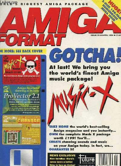 AMIGA FORMAT, N 58, APRIL 1994 (Contents: Gotcha ! At last, We bring you the world's finest Amiga music package !, Music-X. Personal Paint 4. Clarissa. Studio 16. Imagine 2.0...)