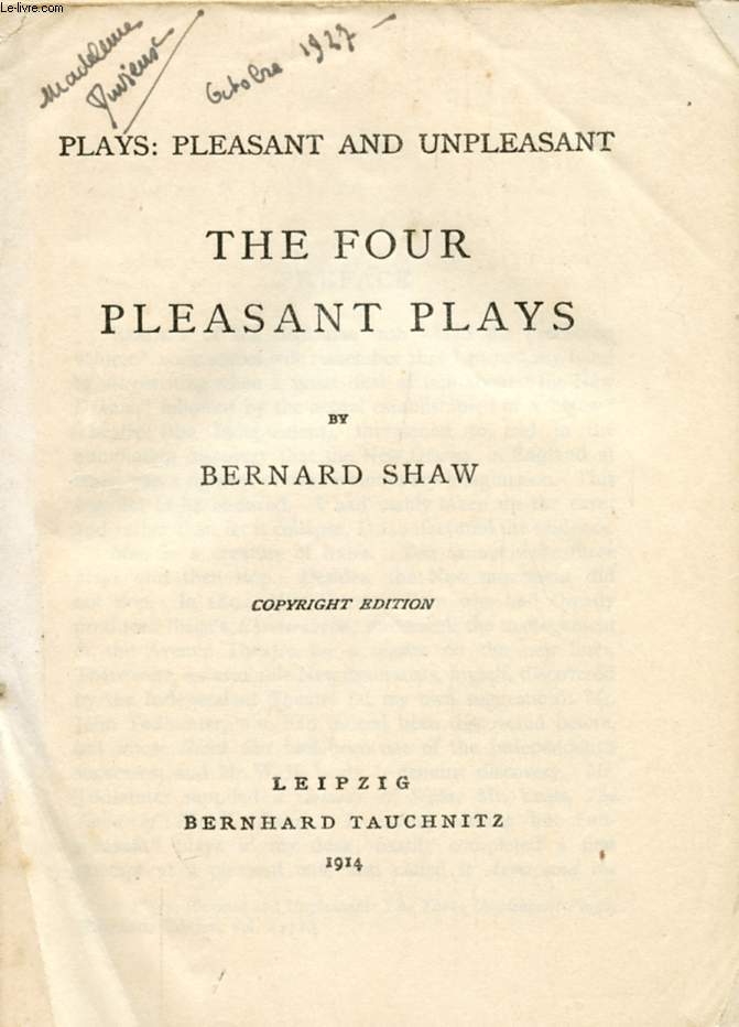 THE FOUR PLEASANT PLAYS (COLLECTION OF BRITISH AND AMERICAN AUTHORS, VOL. 4472)