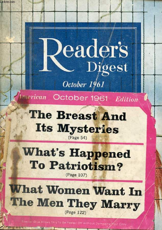 READER'S DIGEST, OCT. 1961 (Contents: Our Secret Allies : The Captive People of East Germany New York Herald Tribune How to Increase Your Energy The Energies of Men The Church, the Government and the Schools Life...)