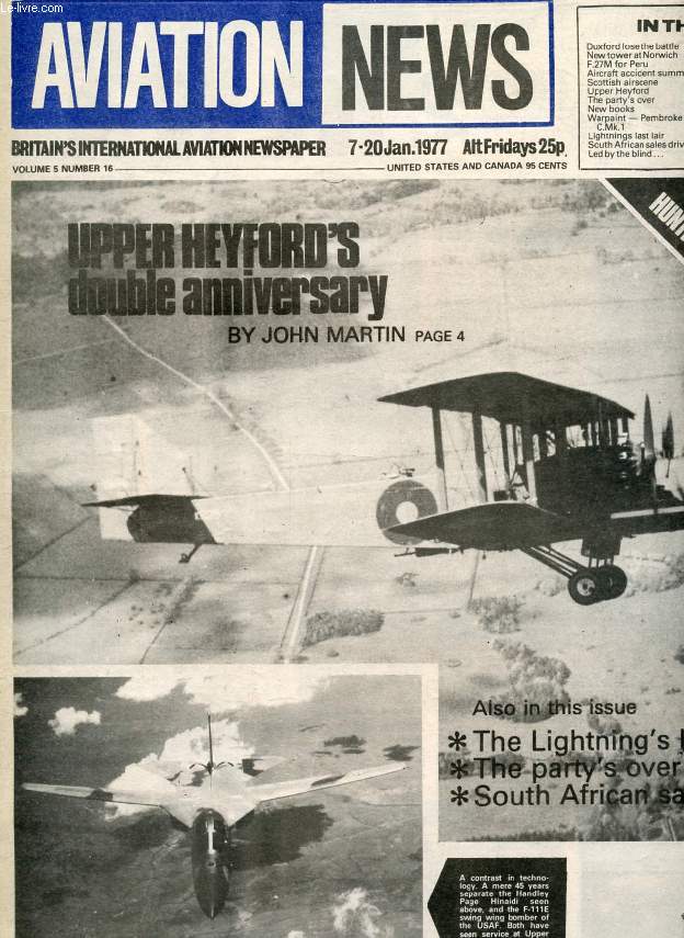 AVIATION NEWS, VOL. 5, N 16, JAN. 1977, BRITAIN'S INTERNATIONAL AVIATION NEWSPAPER (Contents: Duxford lose the battle New tower at Norwich F.27M for Peru Aircraft accident summary Scottish airscene Upper Heyford The party's over New books Warpaint...)