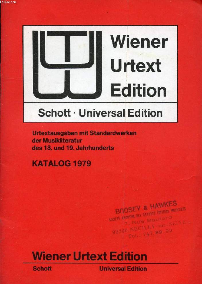 WIENER URTEXT EDITION, SCHOTT UNIVERSAL EDITION, KATALOG 1979