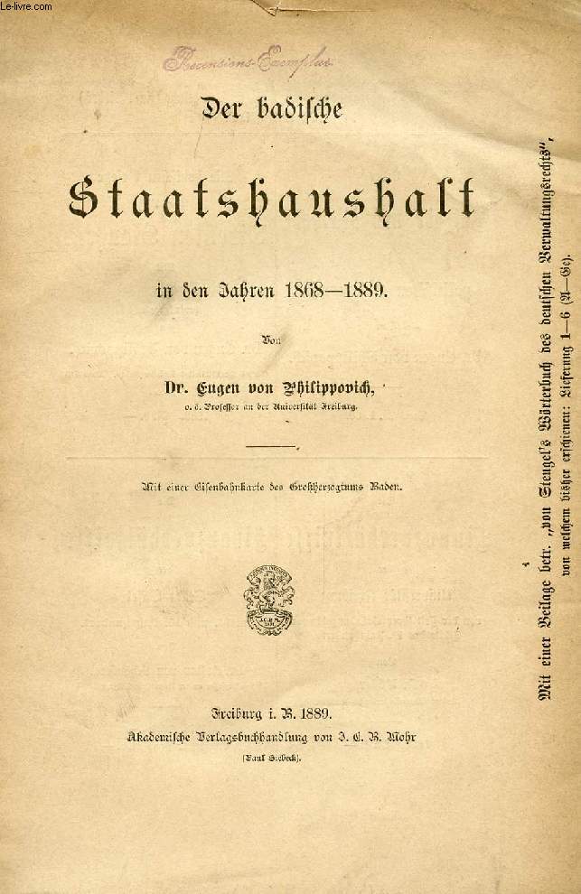 DER BADISCHE STAATSHAUSHALT IN DEN JAHREN 1868-1889