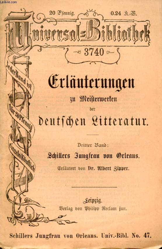 JUNGFRAU VON ORLEANS - SCHILLER Friedrich, Von A. ZIPPER - 0 - Photo 1 sur 1