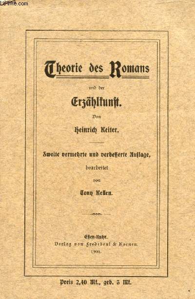 THEORIE DES ROMANS UN DER ERZHLKUNST