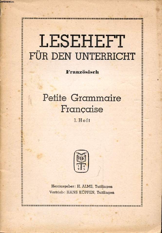 LESEHEFT FR DEN UNTERRICHT, FRANZSISCH, 1. HEFT