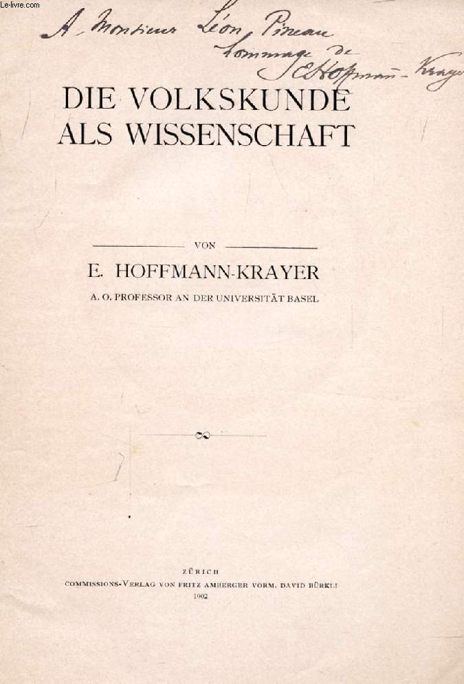 DIE VOLKSKUNDE ALS WISSENSCHAFT