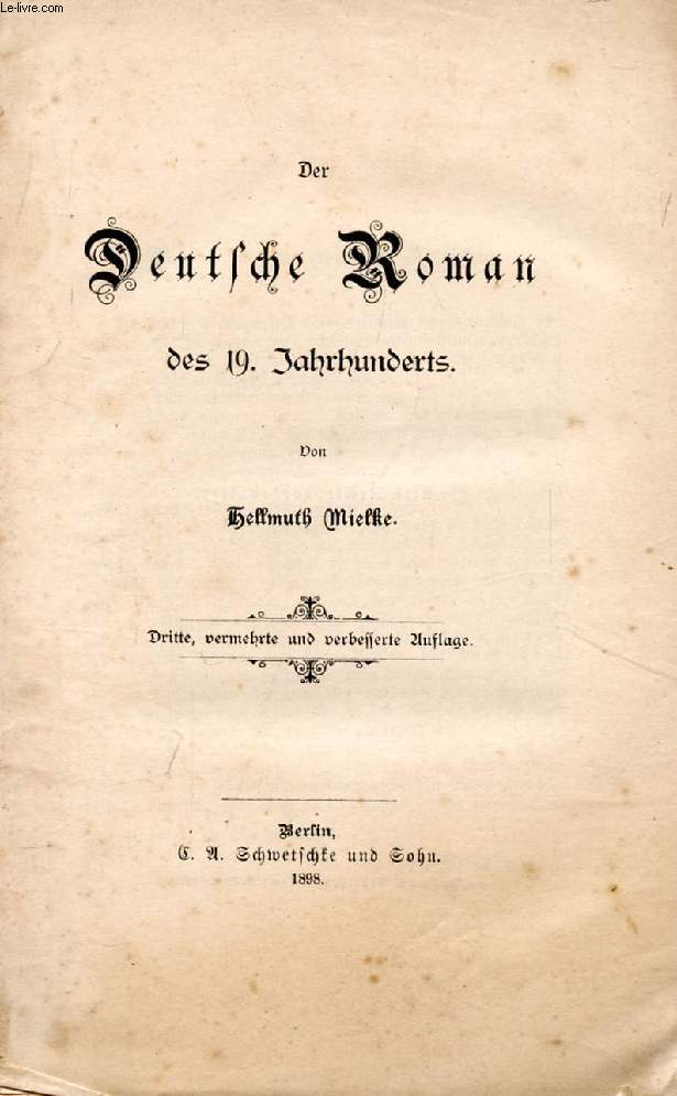 DER DEUTSCHE ROMAN DES 19. JAHRHUNDERTS