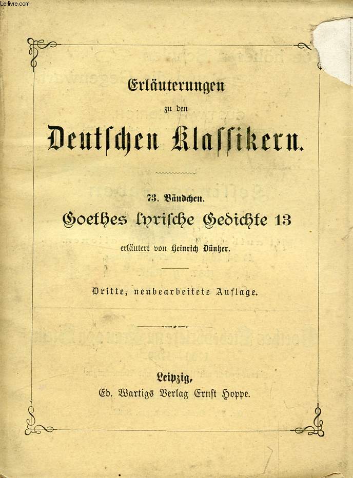 GOETHES LYRISCHE GEDICHTE, 13, DER NEUE ALCINOUS, INVEKTIVEN, ZAHME XENIEN