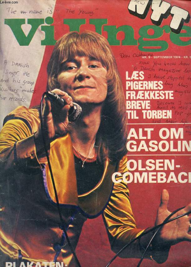 VI UNGE, Nr. 9, SEPT. 1974 (Indhold: Ls Pigernes Frkkeste Breve Til Torben. Alt om Gasolin. Olsen- Comeback. Lennon og Fredsduerne...)