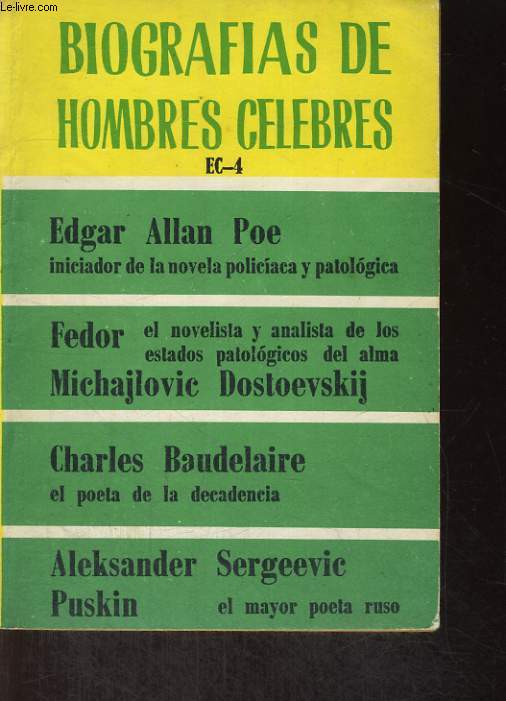BIOGRAFIA DE HOMBRES SELEBRES : EDGAR ALLAN POE, DOSTOEVSKIJ, BAUDELAIRE, PUSKIN