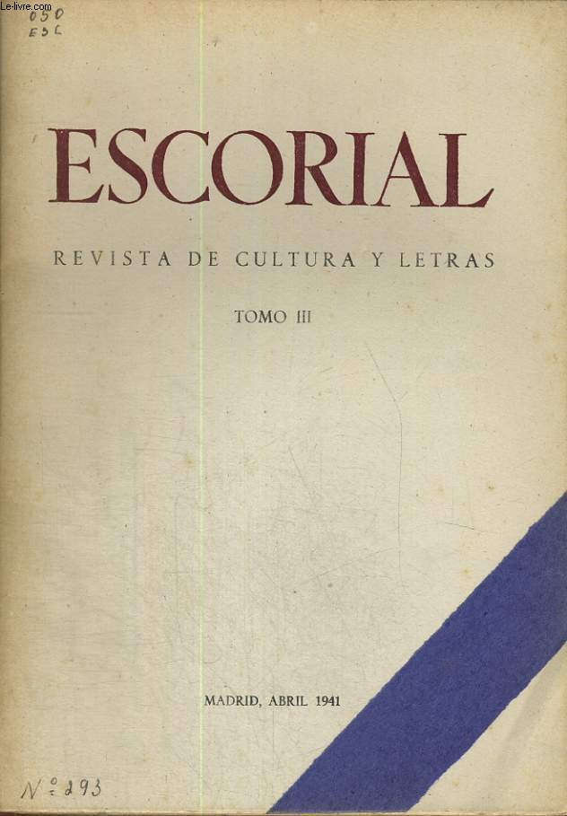 ESCORIAL, REVISTA DE CULTURA Y LETRAS, N6, TOMO III, ABRIL 1941