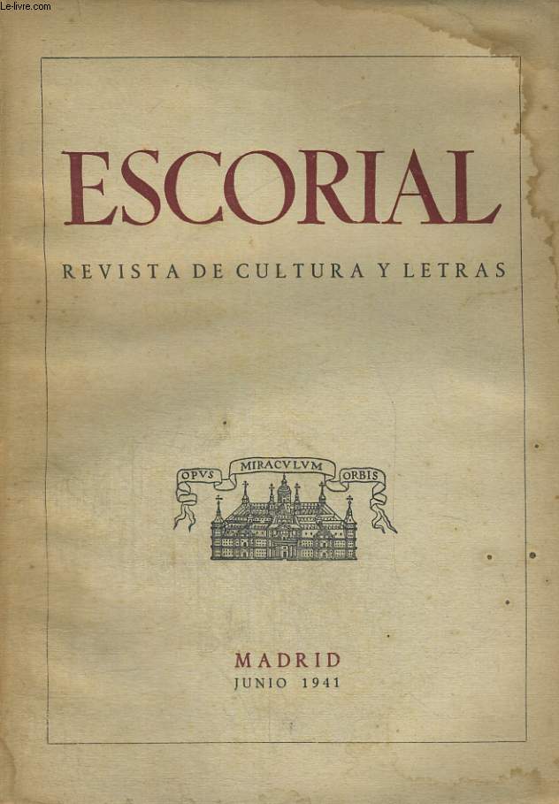 ESCORIAL, REVISTA DE CULTURA Y LETRAS, N 8, JUNIO 1941