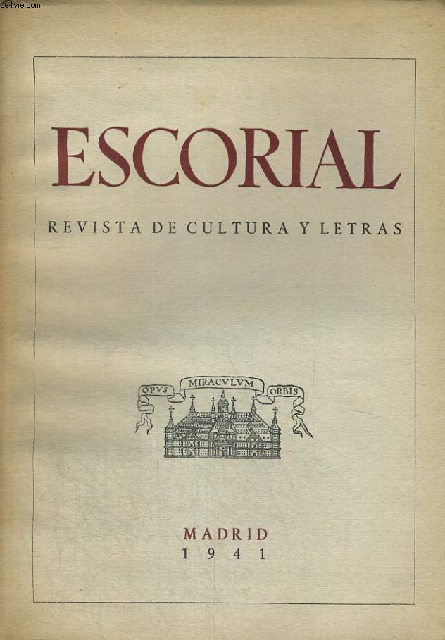ESCORIAL, REVISTA DE CULTURA Y LETRAS, N9, TOMO IV, JULIO 1941