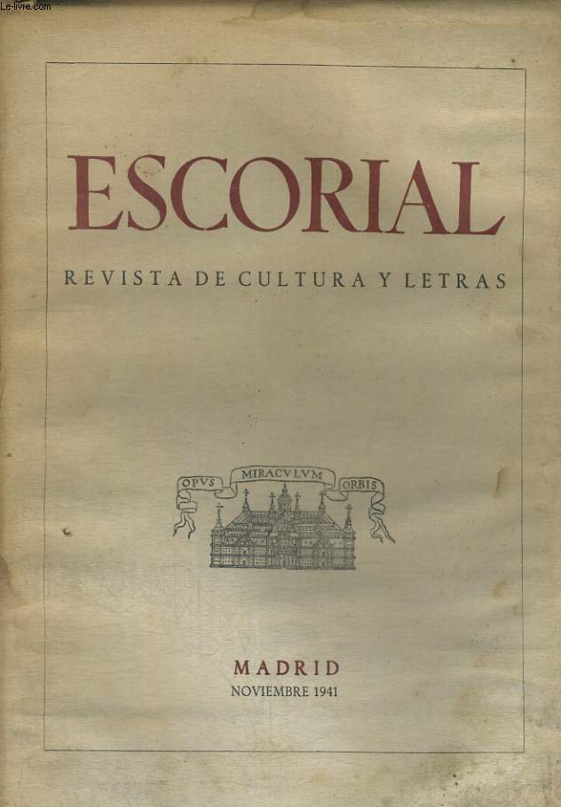 ESCORIAL, REVISTA DE CULTURA Y LETRAS, N13, NOVIEMBRE 1941