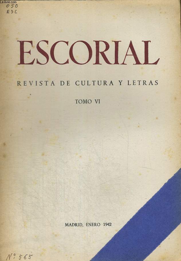 ESCORIAL, REVISTA DE CULTURA Y LETRAS, N 15, TOMO VI, ENERO 1942