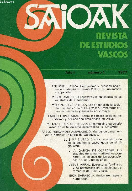 SAIOAK, AO I, N 1, 1977, REVISTA DE ESTUDIOS VASCOS