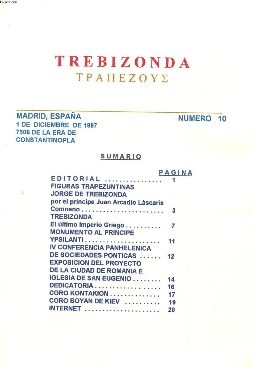 TREBIZONDA, N 10, DIC. 1997