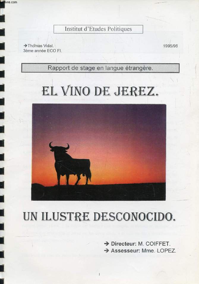 EL VINO DE JEREZ, UN ILUSTRE DESCONOCIDO (Rapport de Stage)