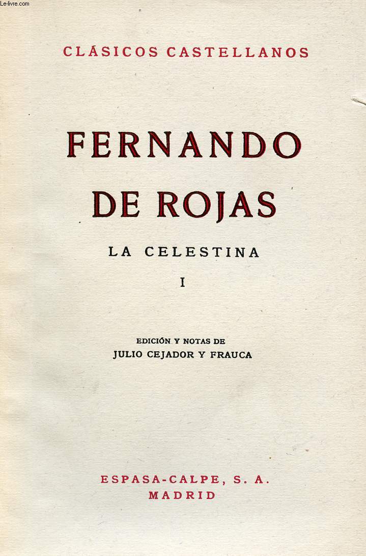 LA CELESTINA, I, CLSICOS CASTELLANOS, N 20