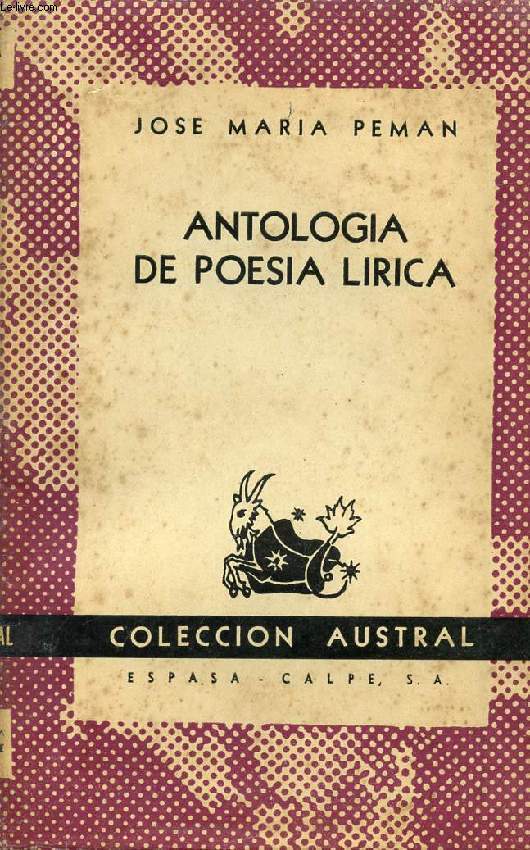ANTOLOGIA (DE POESIA LIRICA), COLECCIÓN AUSTRAL, N° 1240