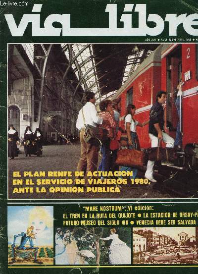 VIA LIBRE, N 195, AO XVII, ABRIL 1980 (Sumario: Panorama grfico: Los Reyes de Espaa, en tren durante su visita a Holanda. Crnica Viajera: Navarrete (Logroo), por Carlos M.* Tosantos. Establecimientos madrileos con nombre ferroviario...)