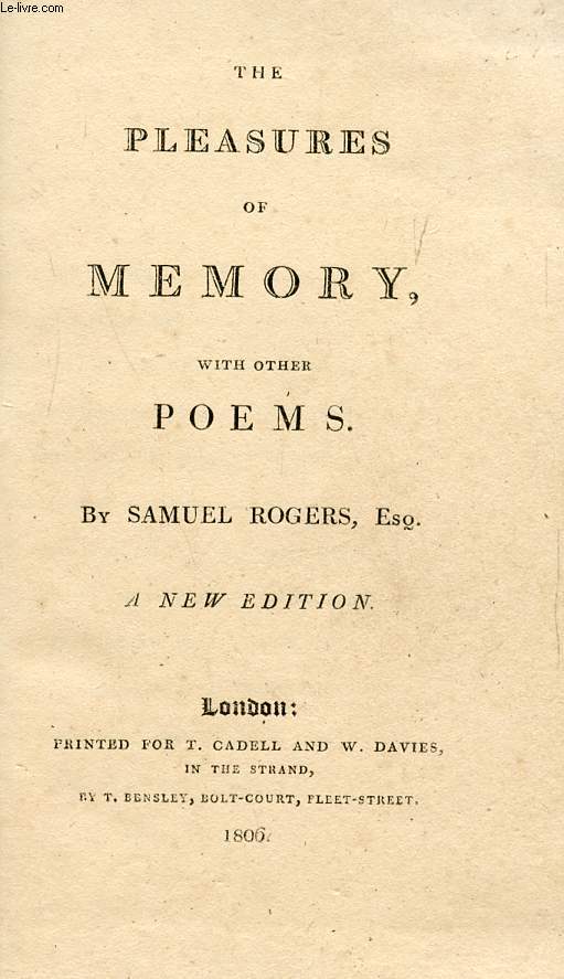 THE PLEASURES OF MEMORY, WITH OTHER POEMS